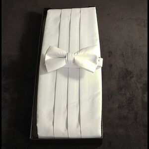 MEN'S FABIAN COUTURE WHITE CUMMERBUND & BOW TIE